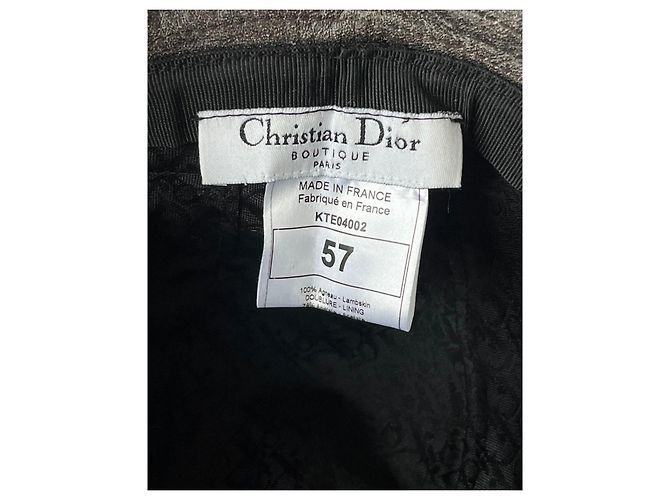 Christian Dior Lederhut Dior Anthrazit Größe 57 cm in Leder Anthrazitgrau Silber Hardware - Ansicht 7