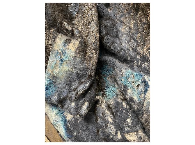 Autre Marque VOR DIR Strickjacke Blau Kaschmir Wolle Pelzkragen - Ansicht 10