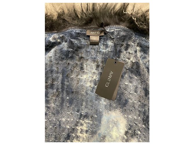 Autre Marque VOR DIR Strickjacke Blau Kaschmir Wolle Pelzkragen - Ansicht 2