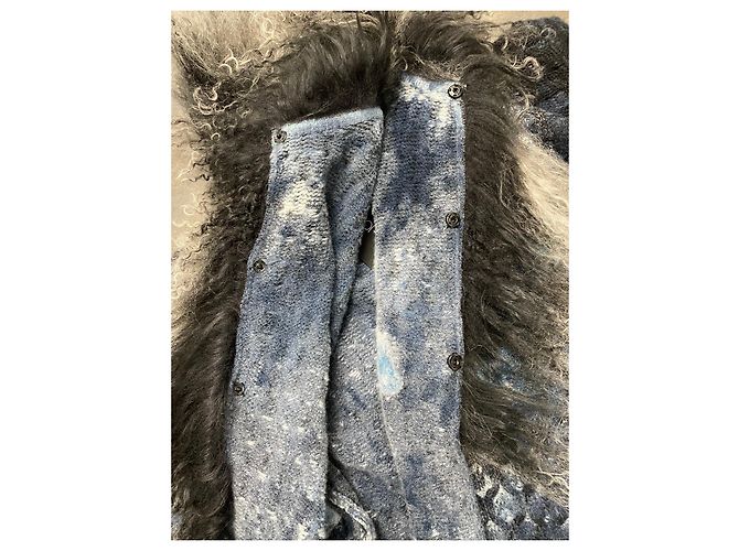 Autre Marque VOR DIR Strickjacke Blau Kaschmir Wolle Pelzkragen - Ansicht 8