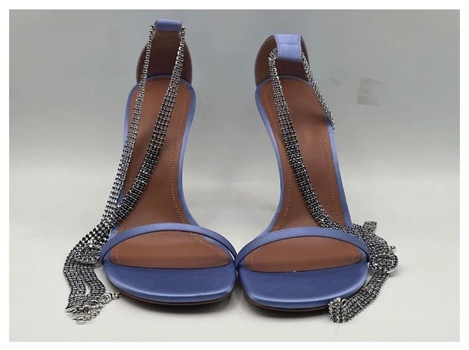 Sandali Georgia Amina Muaddi Viola in Satin Porpora - vista 4
