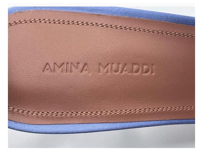 Sandali Georgia Amina Muaddi Viola in Satin Porpora - vista 5
