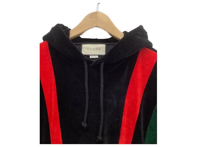 ***GUCCI Velours-Chenille-Pullover-Kapuzenpullover Schwarz Rot - Ansicht 3