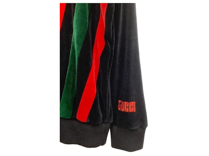 ***GUCCI Velours-Chenille-Pullover-Kapuzenpullover Schwarz Rot - Ansicht 4