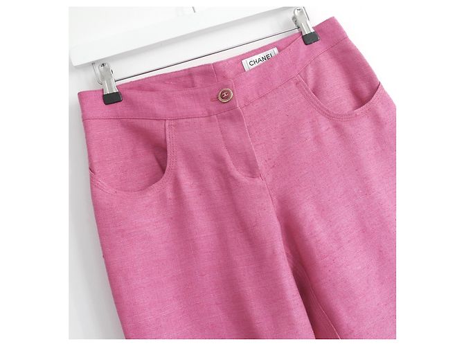 Chanel Spring 2007 Pantalón de campana de seda rosa - vista 2
