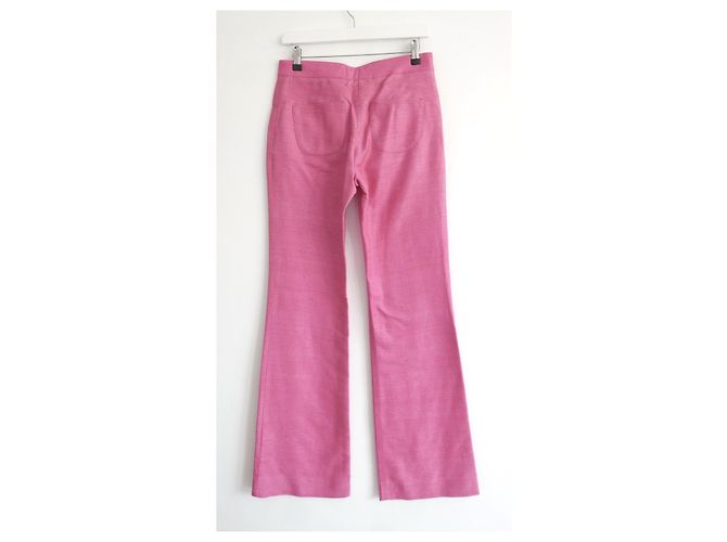 Chanel Spring 2007 Pantalón de campana de seda rosa - vista 3
