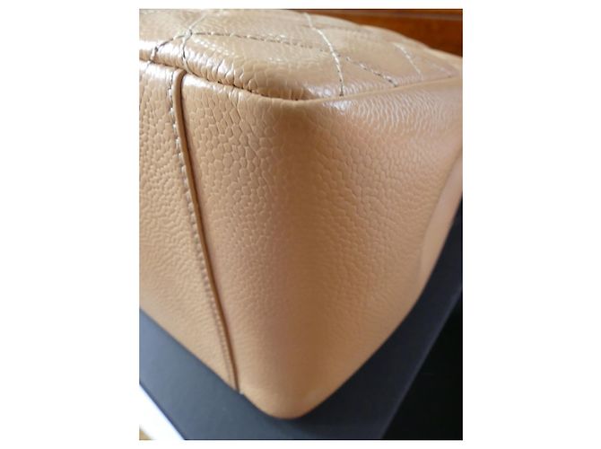 Borsa Chanel Shopper Beige in Pelle Caviale - vista 10