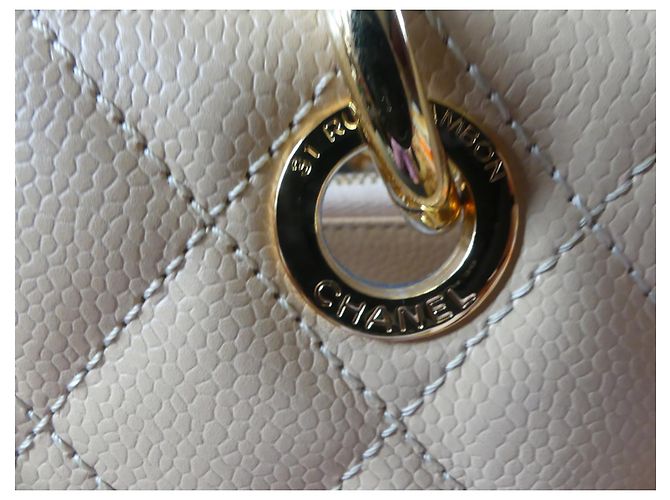Borsa Chanel Shopper Beige in Pelle Caviale - vista 16