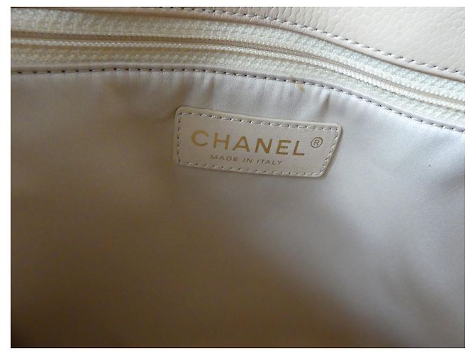 Borsa Chanel Shopper Beige in Pelle Caviale - vista 20