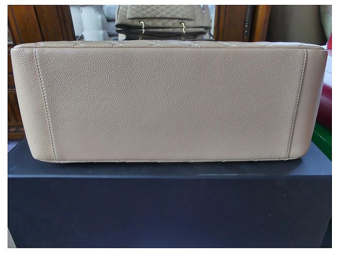 Borsa Chanel Shopper Beige in Pelle Caviale - vista 8