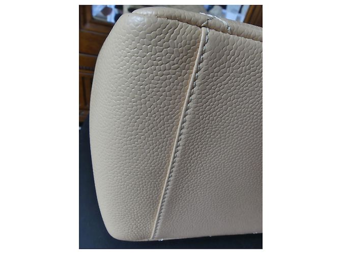 Borsa Chanel Shopper Beige in Pelle Caviale - vista 9