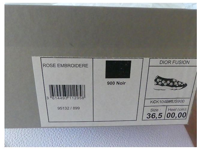 Dior Fusion Sneaker Schwarz Stoff mit Rosa Rosen - Ansicht 3