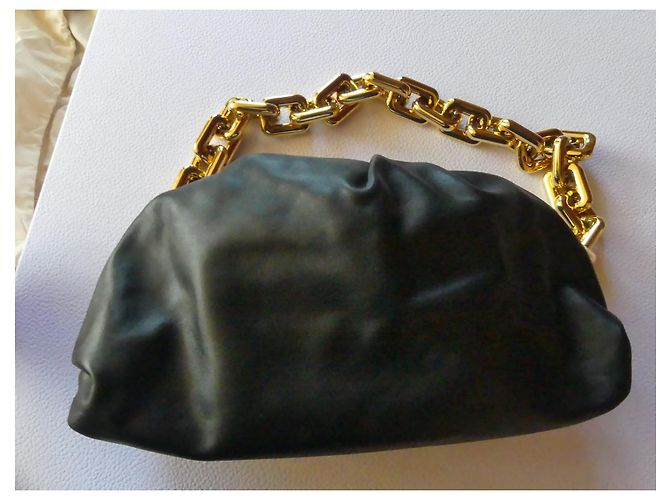 Borsa Bottega Veneta con catena grossa in pelle nera Nero - vista 5