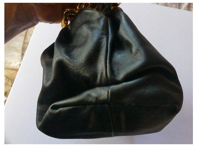 Borsa Bottega Veneta con catena grossa in pelle nera Nero - vista 6