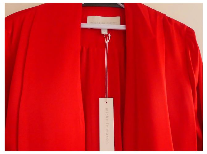 Autre Marque Abrigo de seda roja con cinturón Michele Mason - vista 3
