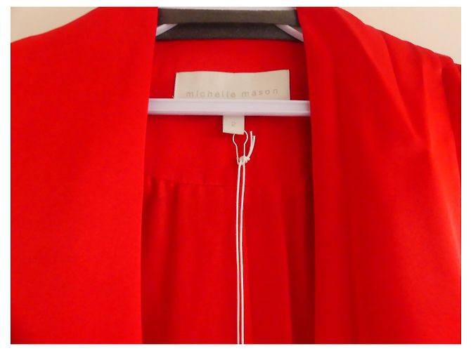 Autre Marque Abrigo de seda roja con cinturón Michele Mason - vista 4