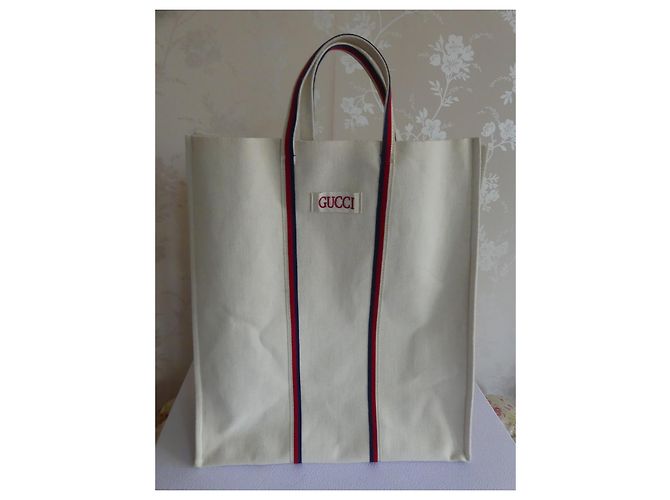 Gucci Tote Bag Schlangenemblem Beige Canvas - Ansicht 5
