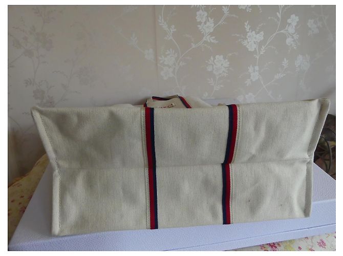 Gucci Tote Bag Schlangenemblem Beige Canvas - Ansicht 7