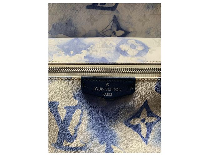 Zaino Louis Vuitton Discovery Monogramma Acquerello Blu Bianco - vista 2