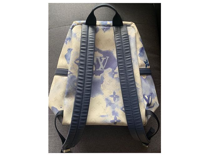 Zaino Louis Vuitton Discovery Monogramma Acquerello Blu Bianco - vista 3