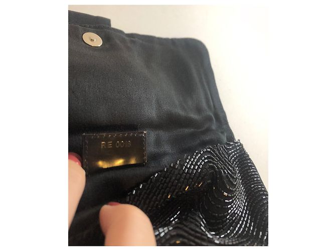 Rara borsa pochette da sera con pochette da sera decorata con strass e perline nere Christian Dior - vista 10
