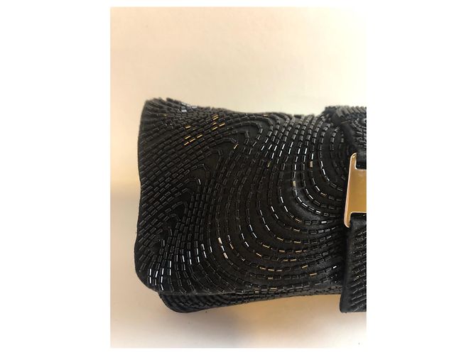 Rara borsa pochette da sera con pochette da sera decorata con strass e perline nere Christian Dior - vista 5