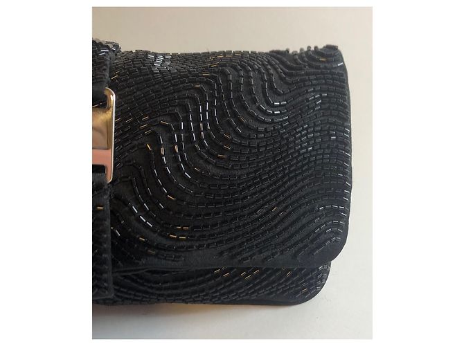 Rara borsa pochette da sera con pochette da sera decorata con strass e perline nere Christian Dior - vista 6