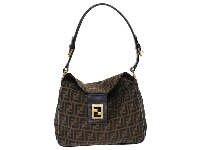 FENDI Zucca Borsa a tracolla in tela Nylon Marrone Nero Auth 48242 - vista 13