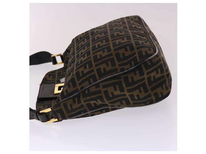 FENDI Zucca Borsa a tracolla in tela Nylon Marrone Nero Auth 48242 - vista 4