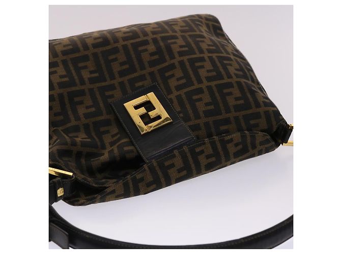 FENDI Zucca Borsa a tracolla in tela Nylon Marrone Nero Auth 48242 - vista 6