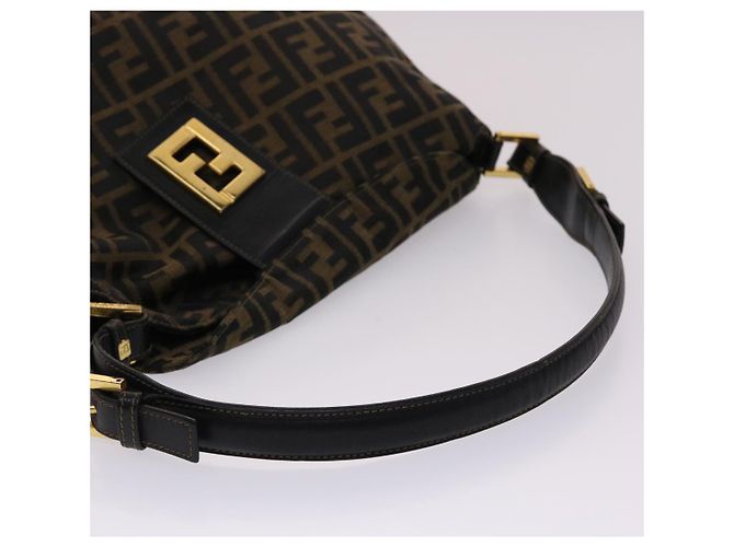 FENDI Zucca Borsa a tracolla in tela Nylon Marrone Nero Auth 48242 - vista 7
