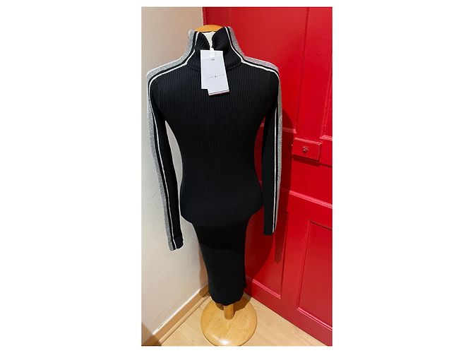 Abito lungo Tommy Hilfiger nero e argento in cotone - vista 3