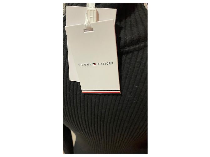 Abito lungo Tommy Hilfiger nero e argento in cotone - vista 4