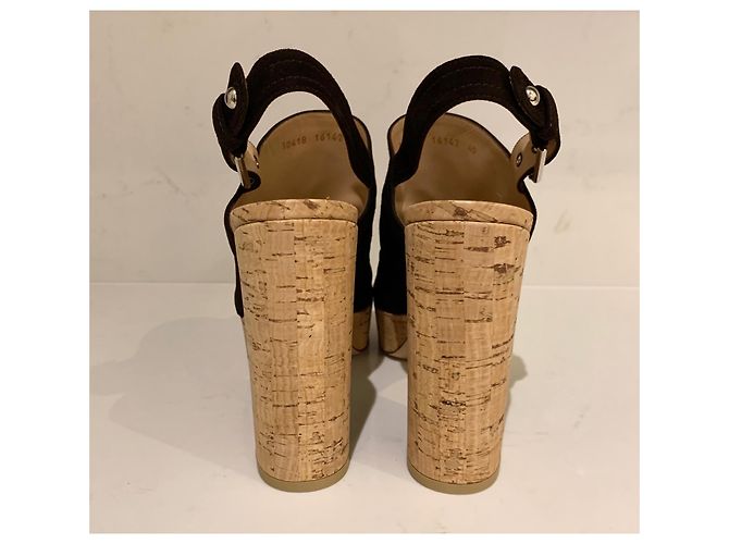 Mule con zeppa Gianvito Rossi Slingback Camoscio Cioccolato - vista 5