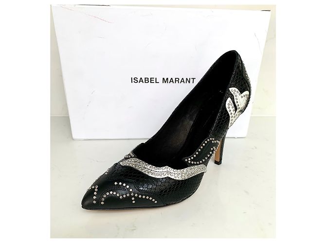 Zapatos de Tacón Isabel Marant Rocky Patchwork Cuero Negro - vista 2