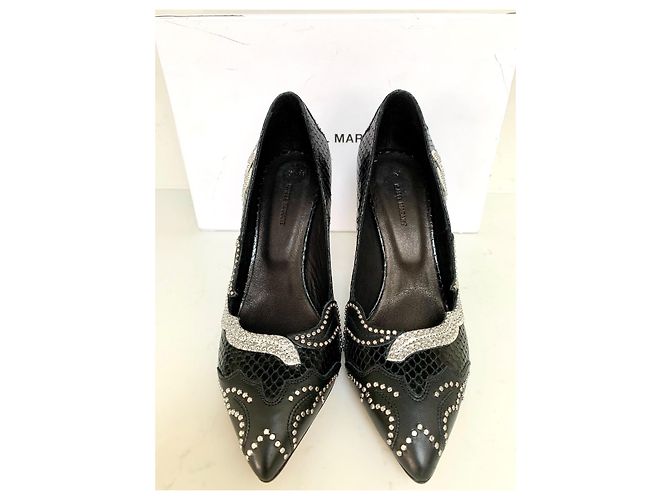 Zapatos de Tacón Isabel Marant Rocky Patchwork Cuero Negro - vista 3
