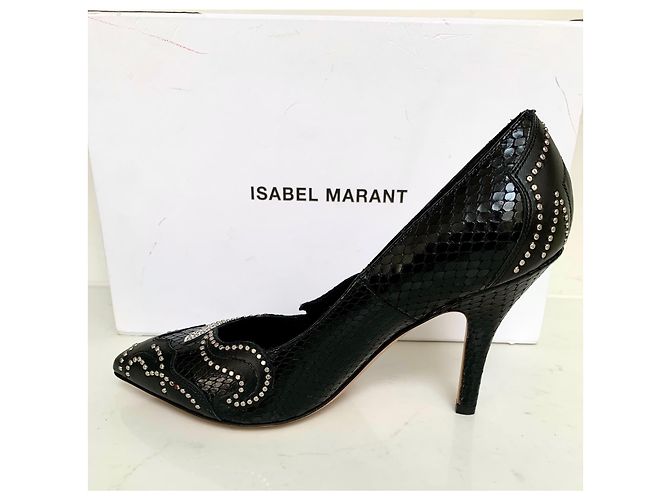 Zapatos de Tacón Isabel Marant Rocky Patchwork Cuero Negro - vista 5