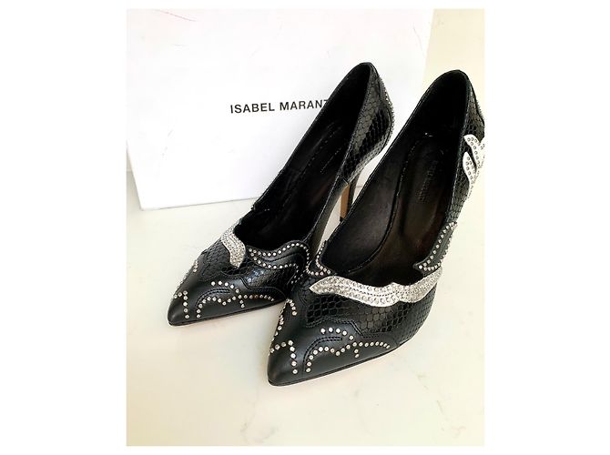 Zapatos de Tacón Isabel Marant Rocky Patchwork Cuero Negro - vista 6