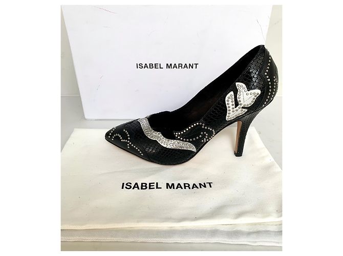 Zapatos de Tacón Isabel Marant Rocky Patchwork Cuero Negro - vista 8