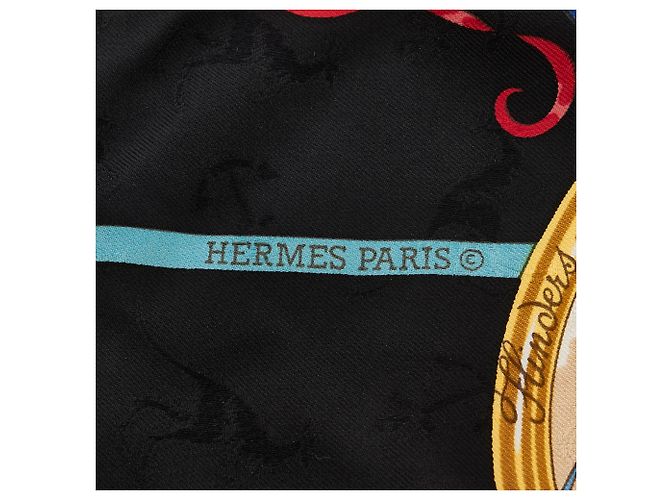 Hermès Sciarpa di seta stampata Hermes nera Le Geographe Nero - vista 3