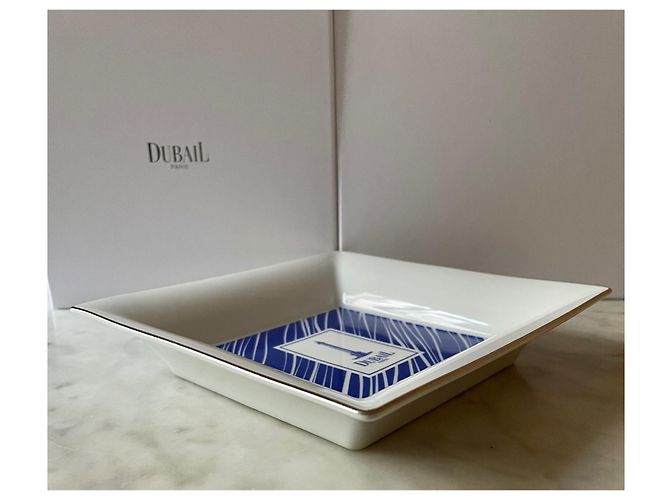 Autre Marque Dubail-Taschentablett aus Limoges-Porzellan Weiß Blau - Ansicht 4