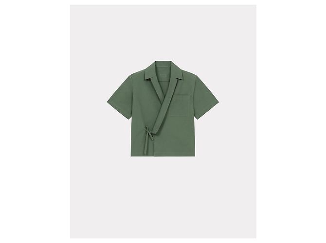 Kenzo Top Blazer Estilo Kimono Verde de Algodón - vista 8