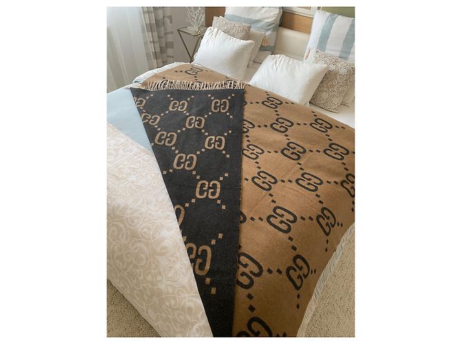 Marmont MAXI-KARIERDECKEN-PONCHOSCHAL XXL GUCCI REVERSIBEL 100% Cachemire Beige - Ansicht 3
