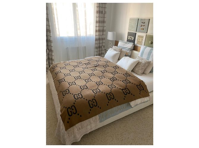 Marmont MAXI-KARIERDECKEN-PONCHOSCHAL XXL GUCCI REVERSIBEL 100% Cachemire Beige - Ansicht 4