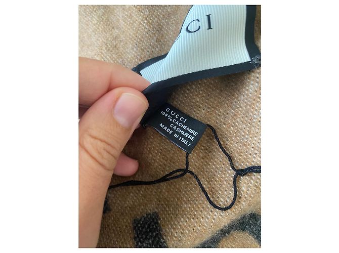 Marmont MAXI-KARIERDECKEN-PONCHOSCHAL XXL GUCCI REVERSIBEL 100% Cachemire Beige - Ansicht 8