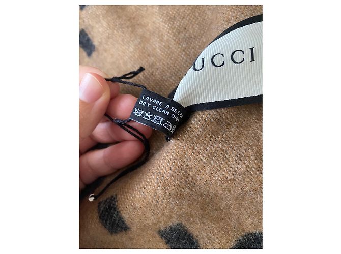 Marmont MAXI-KARIERDECKEN-PONCHOSCHAL XXL GUCCI REVERSIBEL 100% Cachemire Beige - Ansicht 9