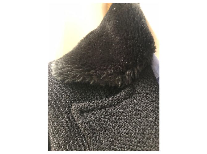 Abrigo de lana Max & Co negro con cuello de pelo sintético - vista 12