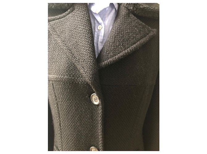 Abrigo de lana Max & Co negro con cuello de pelo sintético - vista 13
