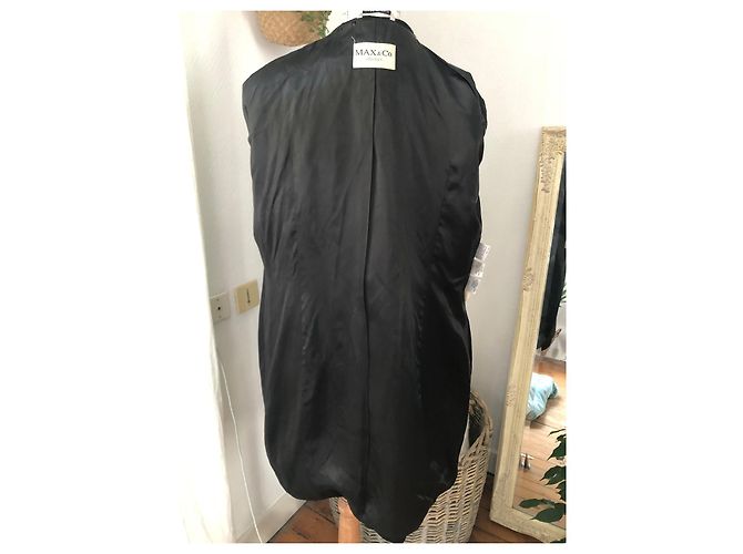 Abrigo de lana Max & Co negro con cuello de pelo sintético - vista 9