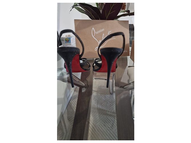 Sandali Christian Louboutin Neri in Gomma Nero - vista 3